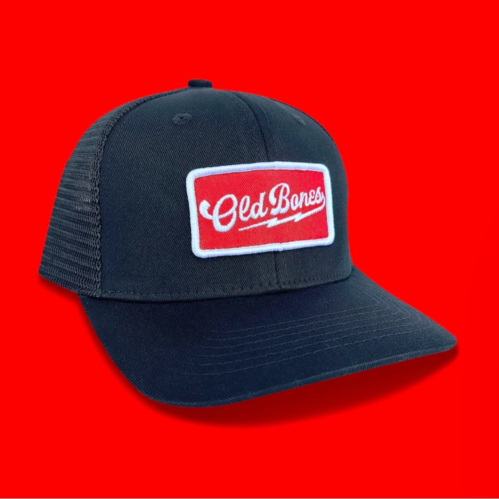 Old Bones Black and Red Trucker Hat